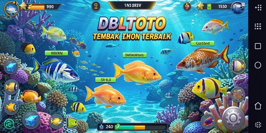 Tampilan gameplay seru DBLTOTO dengan ikan beragam warna.