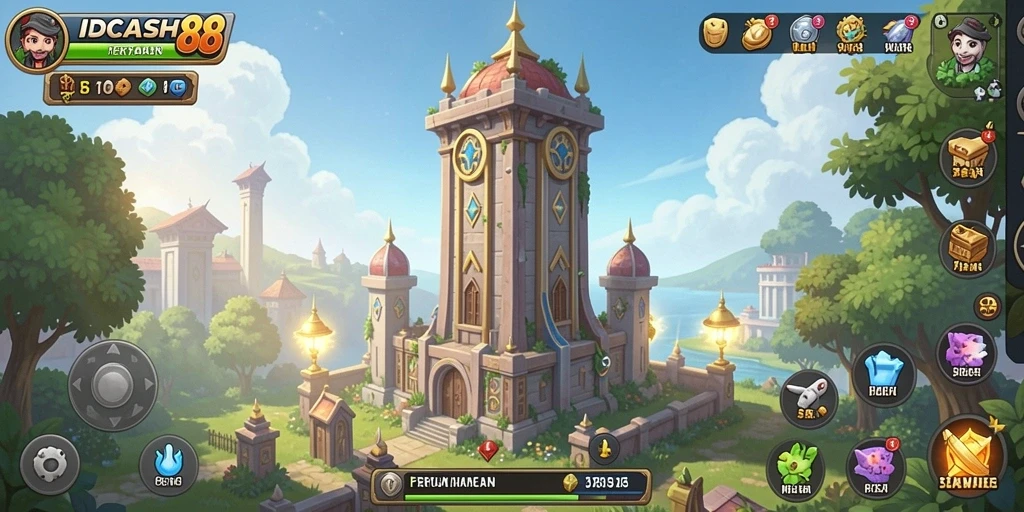 Tampilan gameplay Tower Defense yang menarik dari IDCASH88.