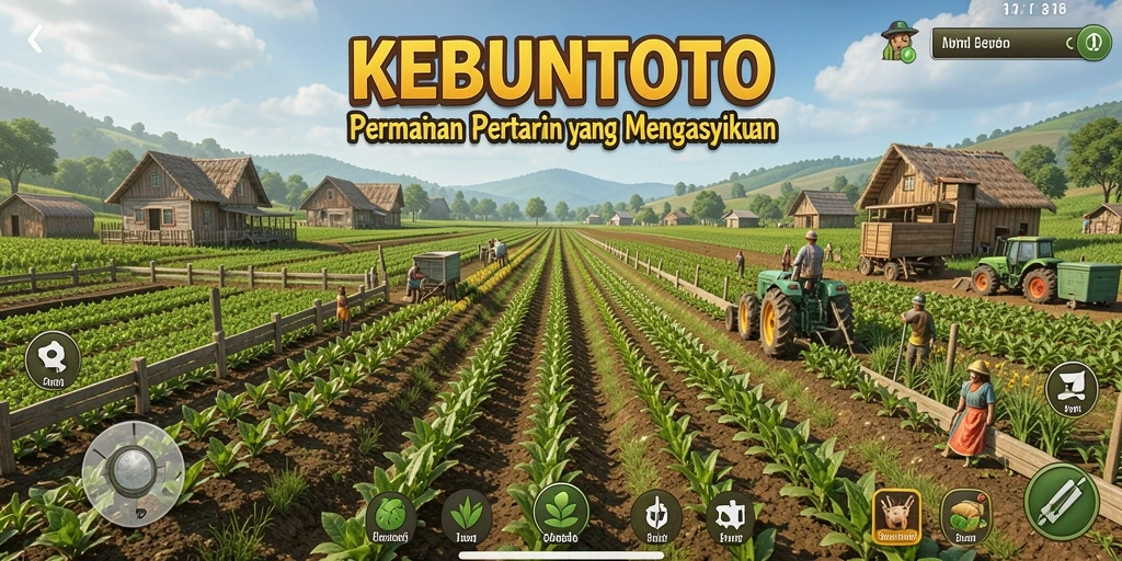 Tampilan screenshot KEBUNTOTO yang menawan dengan gameplay pertanian yang seru.