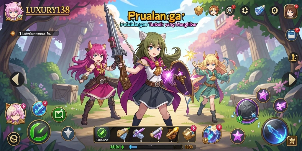 Tampilan gameplay menakjubkan di LUXURY138 dengan karakter anime yang menarik.