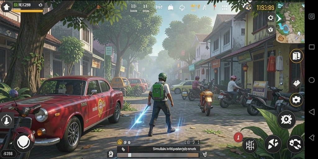Tangkapan layar gameplay NEX288 yang menampilkan interaksi karakter.