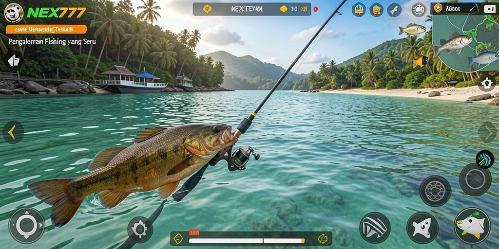 Screenshot gameplay NEX777 yang menunjukkan pengalaman memancing yang seru.