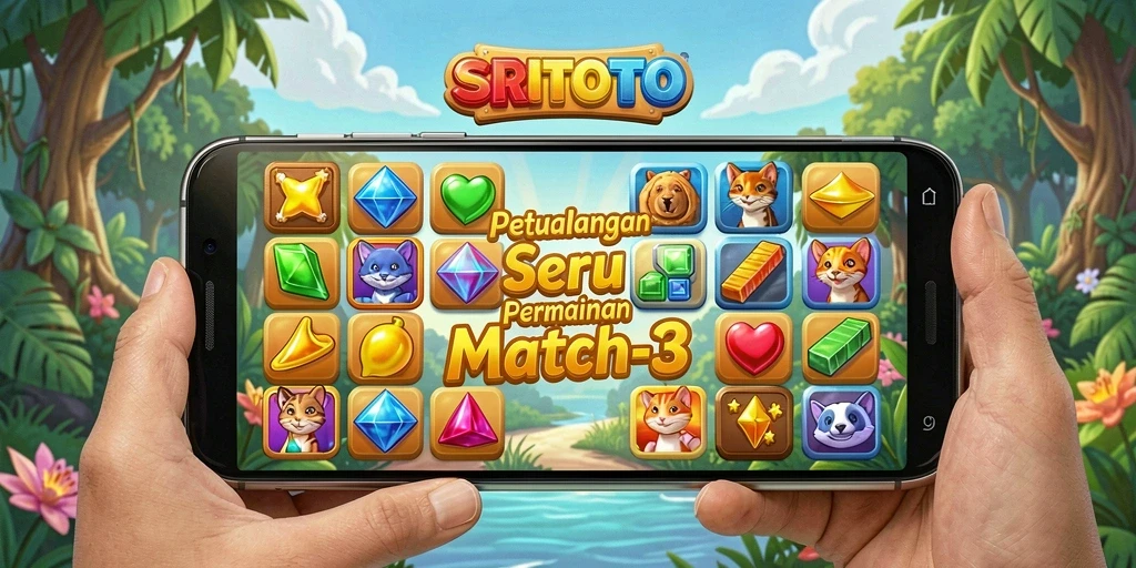 Screenshot gameplay SRITOTO dengan tampilan elemen Match-3 yang menawan.