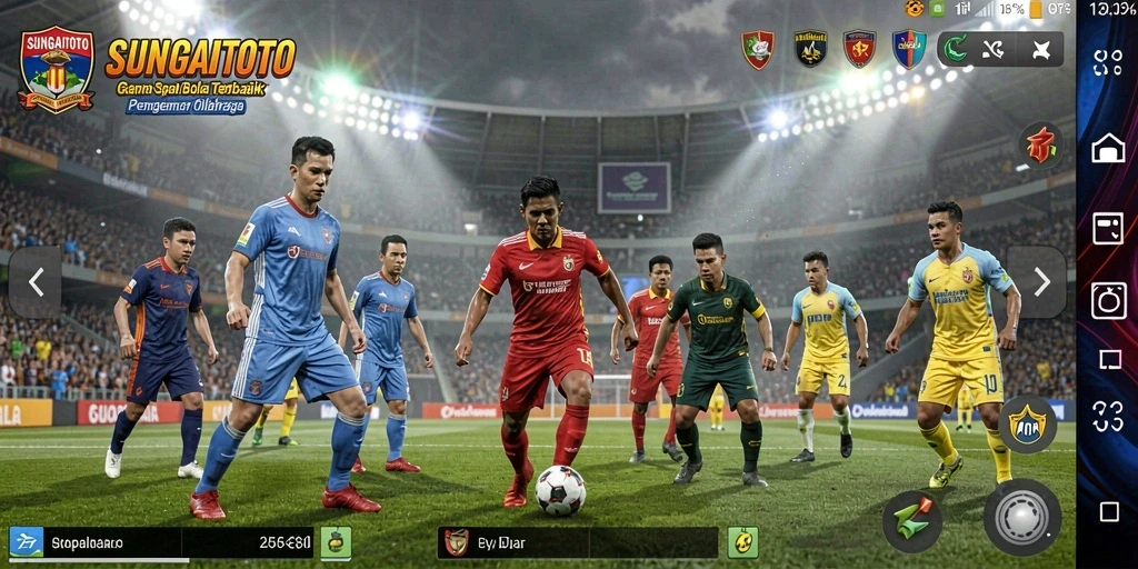 Tampilan gameplay SUNGAITOTO menampilkan aksi seru sepak bola.